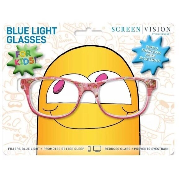 Pink Floral Kid's Screen Vision Blue Light Filtering Glasses to Reduce Glare - Picture 1 of 4